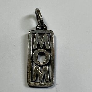 AVERY Sterling Silver MOM Rectangular Cutout MOM pendant, Charm. . 7/8” long